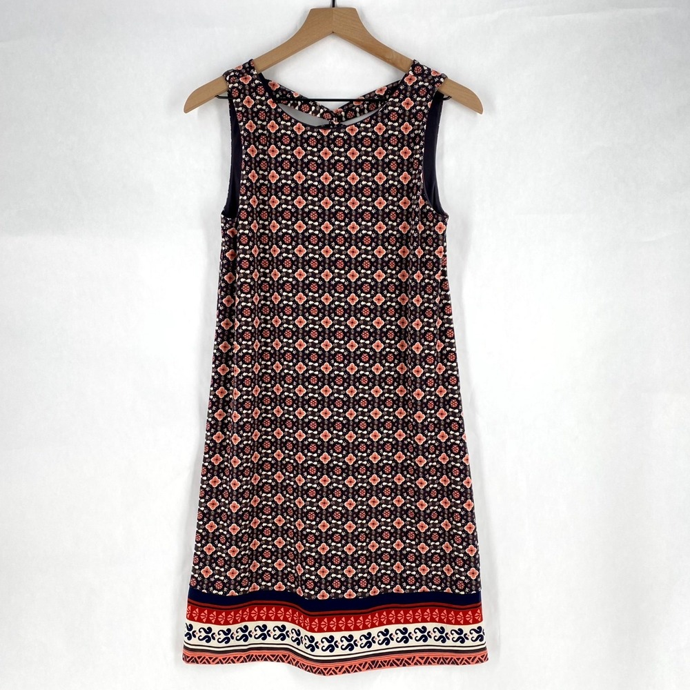 Magnolia Grace Shift Dress Womens S Gray‎ Stretch Floral Sleeveless Round Neck